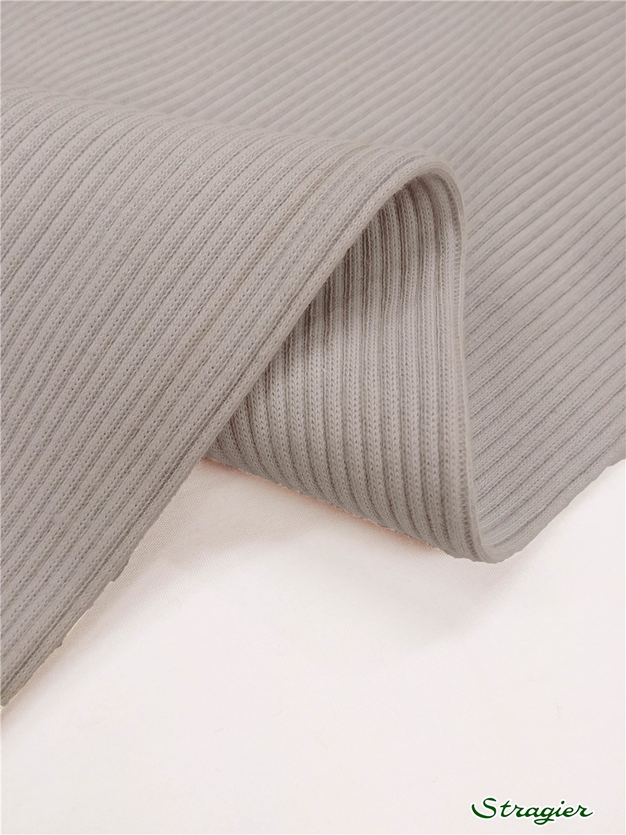 Knitted Fabric - smooth -  3mm Rib - uni - Gris Perle - 90 cm