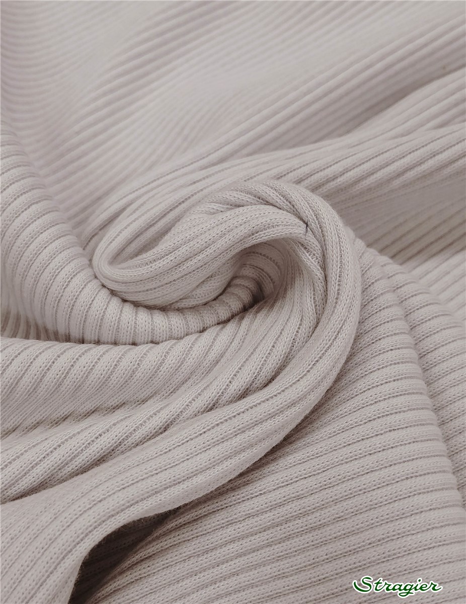 Knitted Fabric - smooth -  3mm Rib - uni - Gris Perle - 90 cm