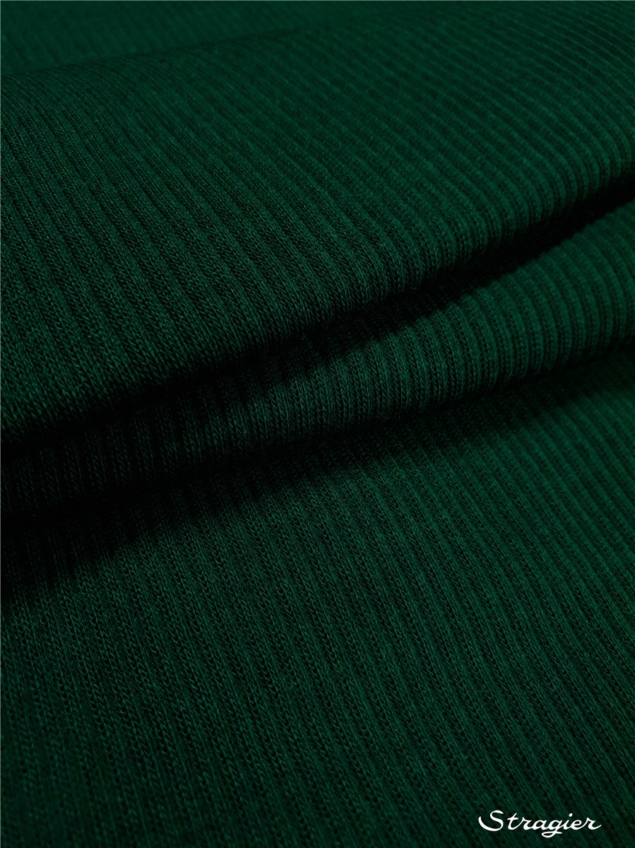 Knitted Fabric - smooth - 3mm Rib - uni - Vert Bouteille - 100 cm