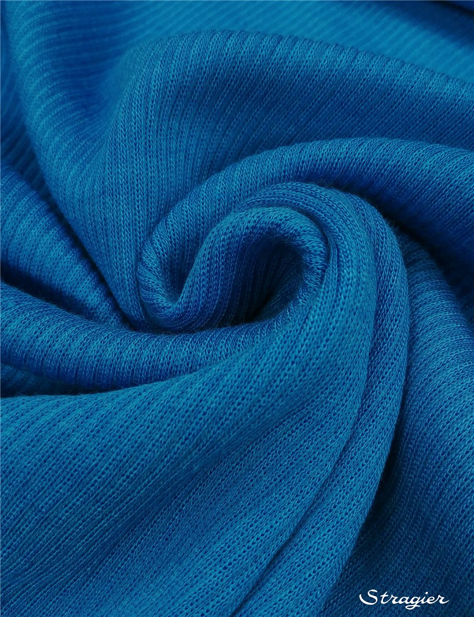 Knitted Fabric - smooth - 3mm Rib - uni - Bleu Aqua - 100 cm