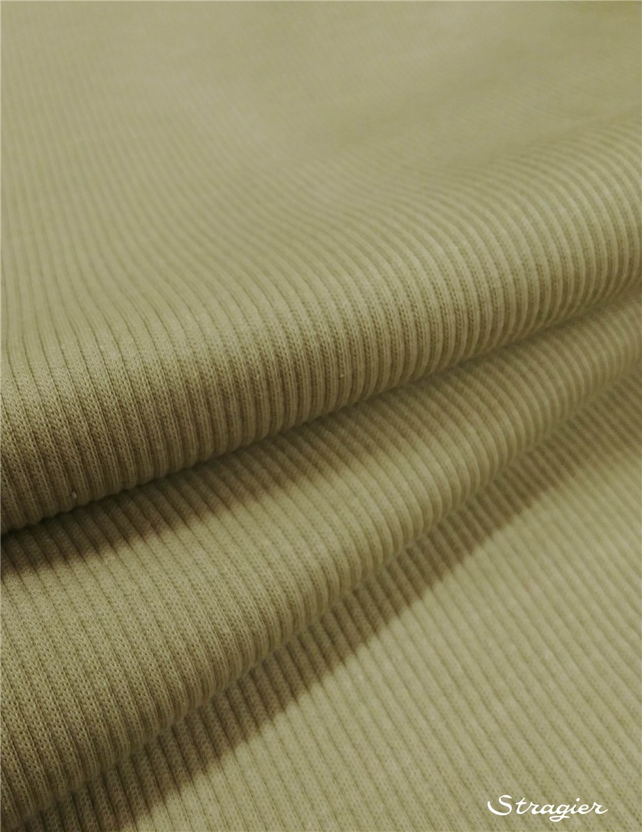 Knitted Fabric - light - 3mm Rib - uni - Kaki clair - 70 cm