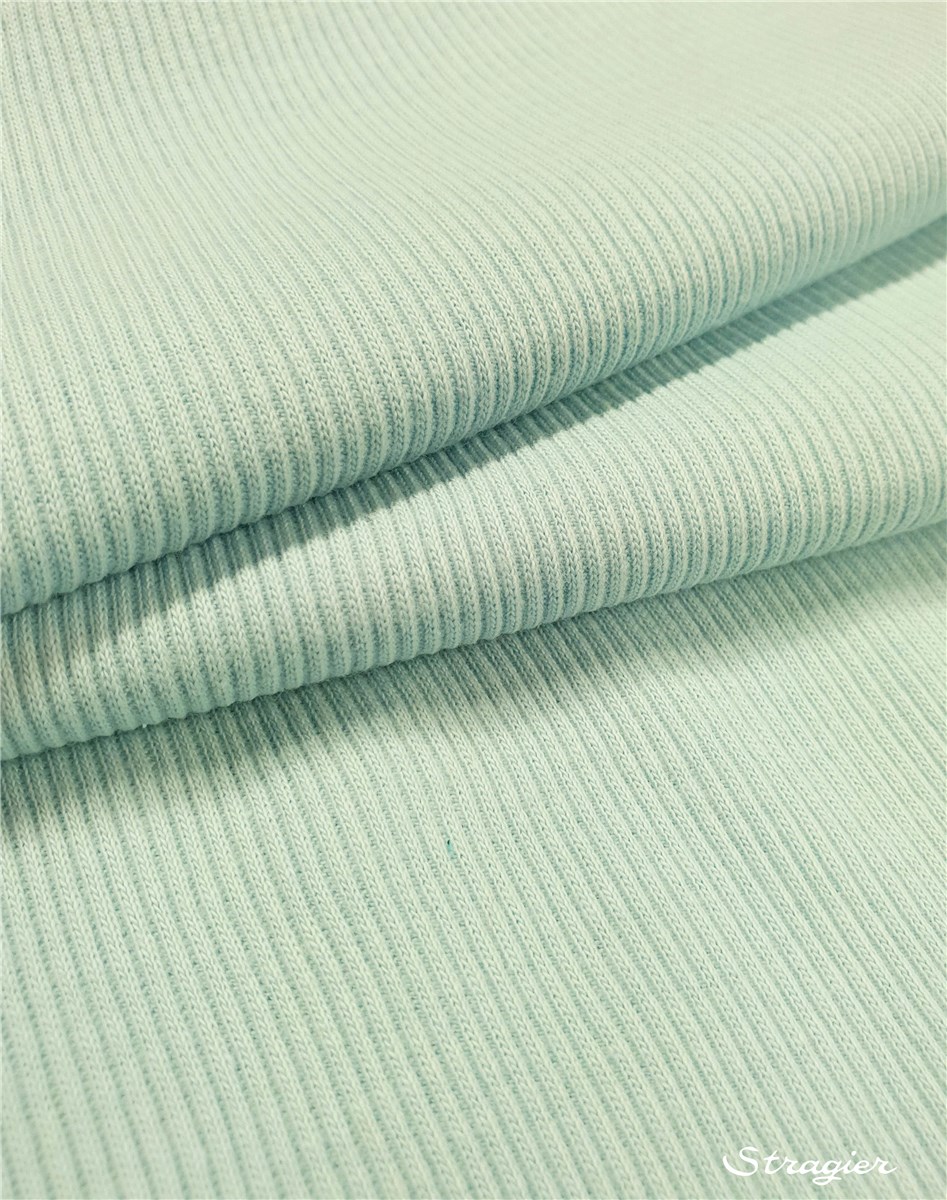 Knitted Fabric - smooth - 3mm Rib - uni - Turquoise Pâle - 70 cm