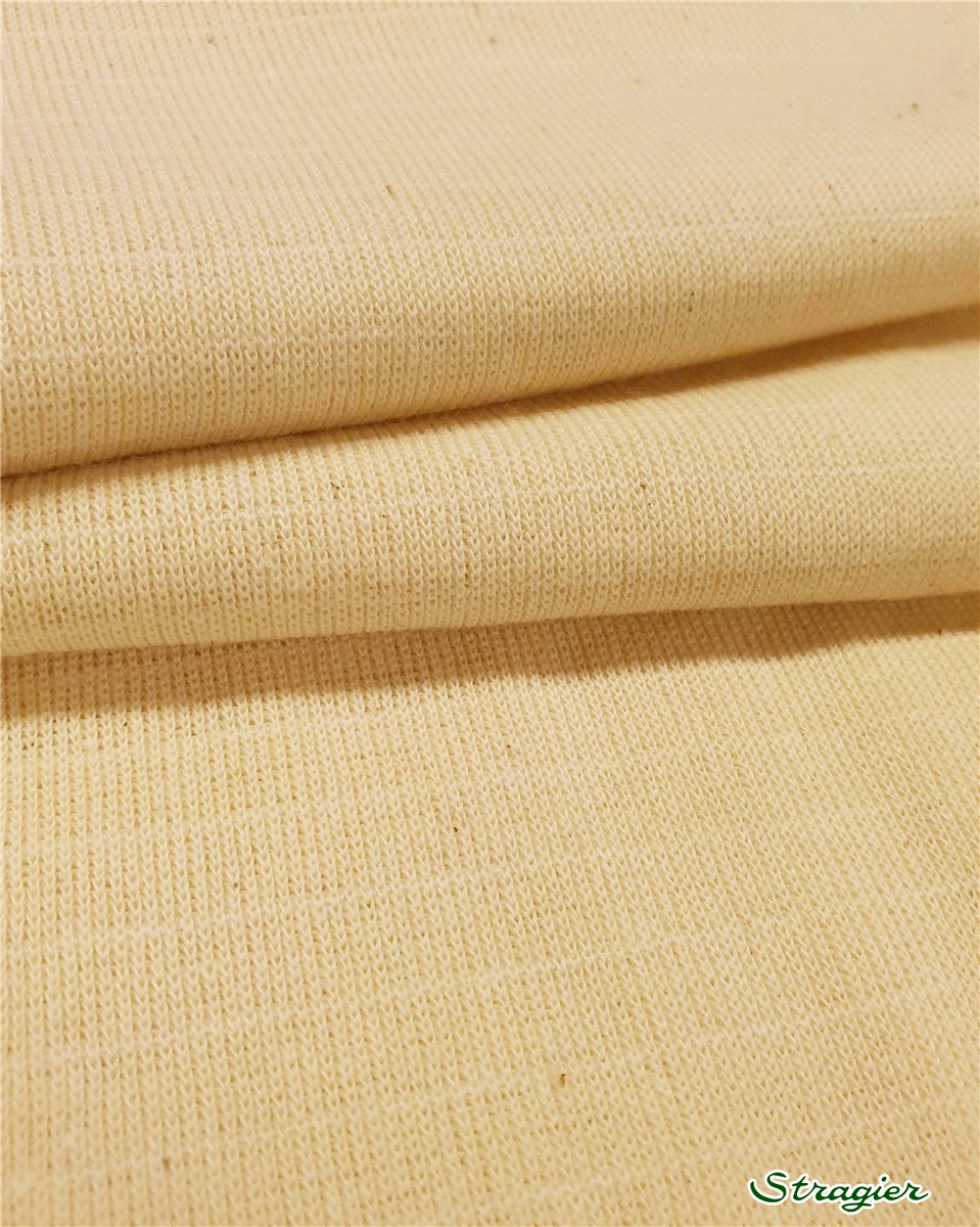 Knitted Fabric - smooth - 1mm Rib - uni - Vanille - 50 cm
