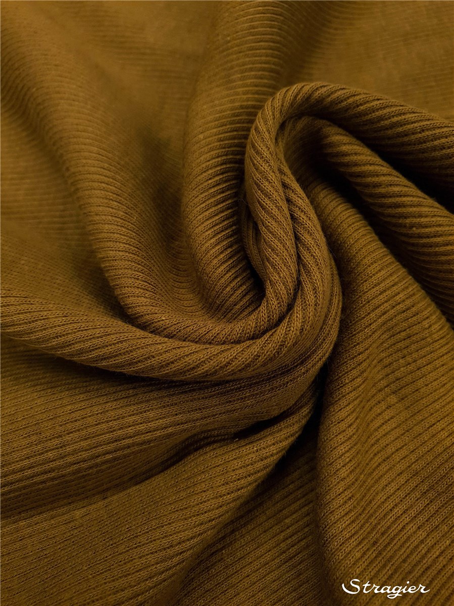 Tricot - souple - Côte 1mm - uni - Olive-Ocre - 60 cm