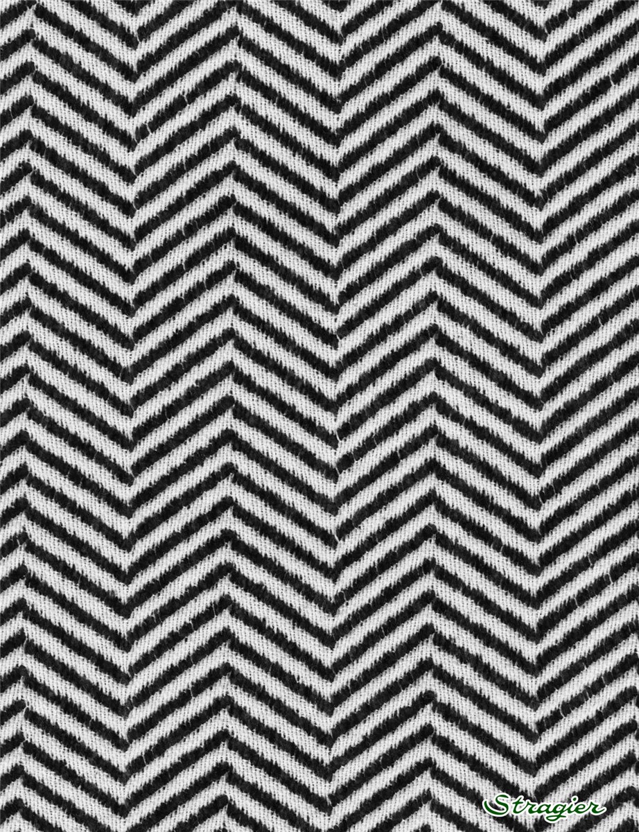 Tissu Chenille - Chevrons - Noir & Blanc 