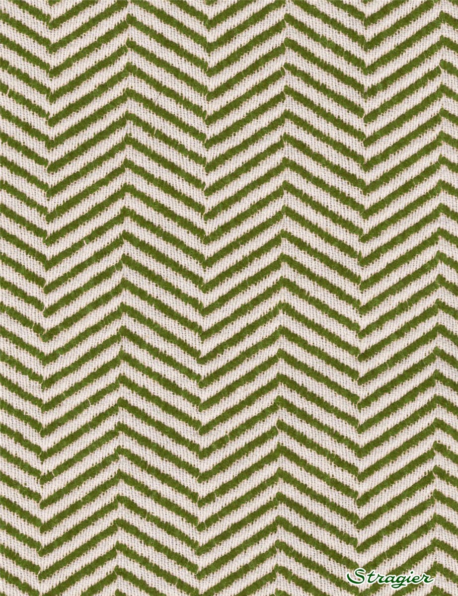 Tissu Chenille - Chevrons - Kaki Olive & Blanc