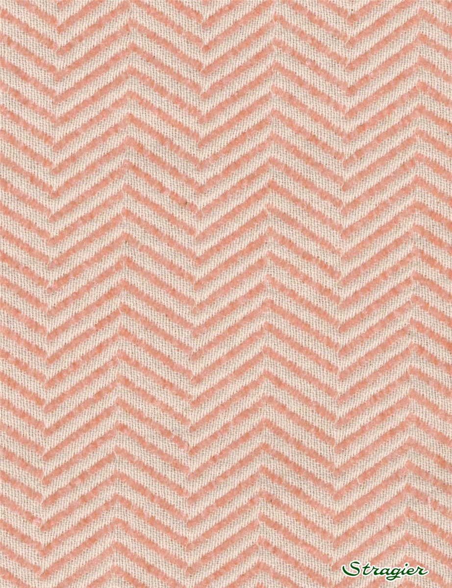 Tissu Chenille - Chevrons - Rose Nude & Blanc 