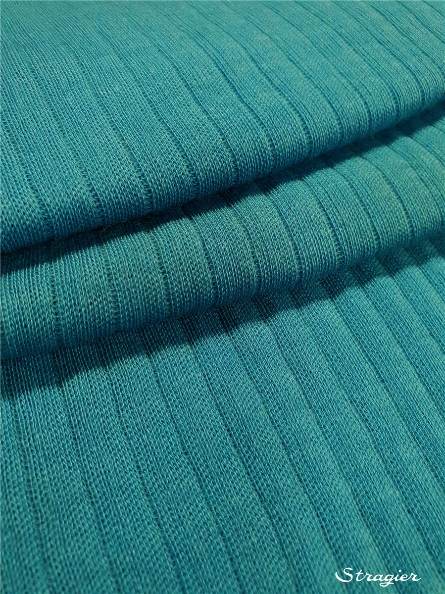 Knitted Fabric - smooth - 5mm Rib - uni - Bleu Turquoise - 80 cm