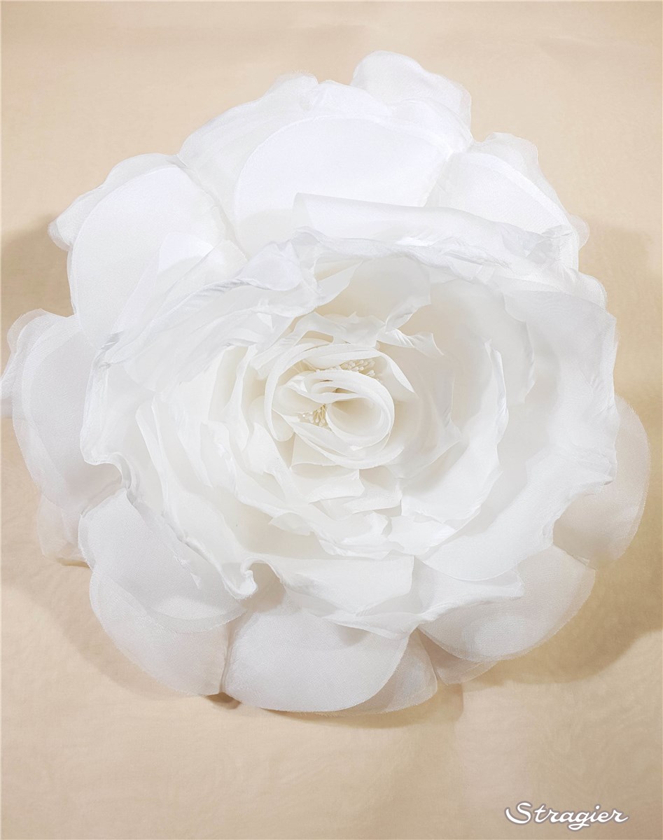 Fleur en Soie - faite main - Rose 4 - Ivoire clair Stragier - 26 cm