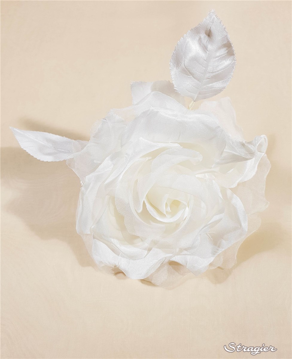 Fleur en Soie - faite main - Rose 1 - Ivoire clair Stragier - 12 cm