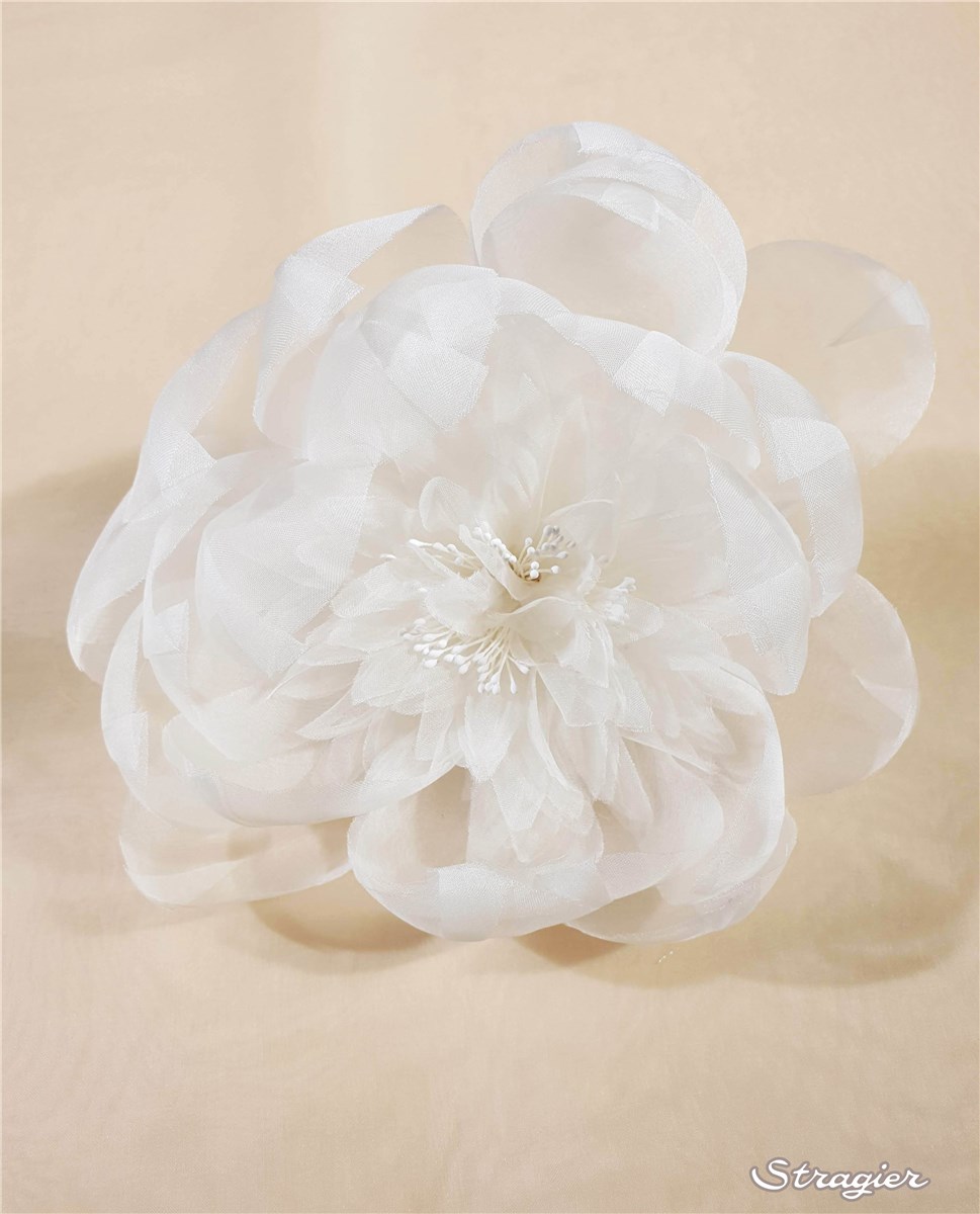 Fleur en Soie - faite main - Aglaé - Ivoire clair Stragier - 15 cm