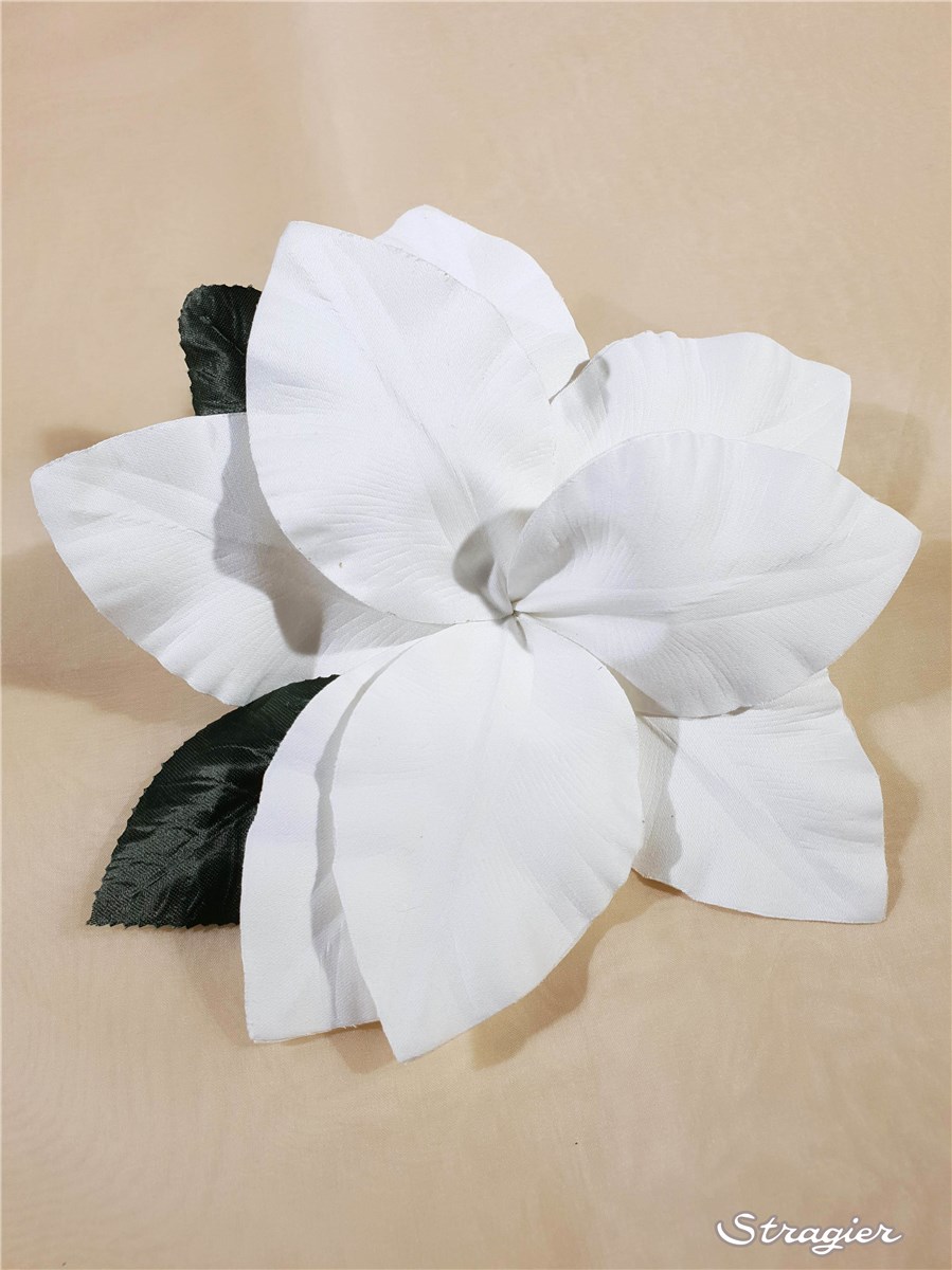 Fleur en Coton - faite main - Liseline - Blanc Doux Stragier - 16 cm