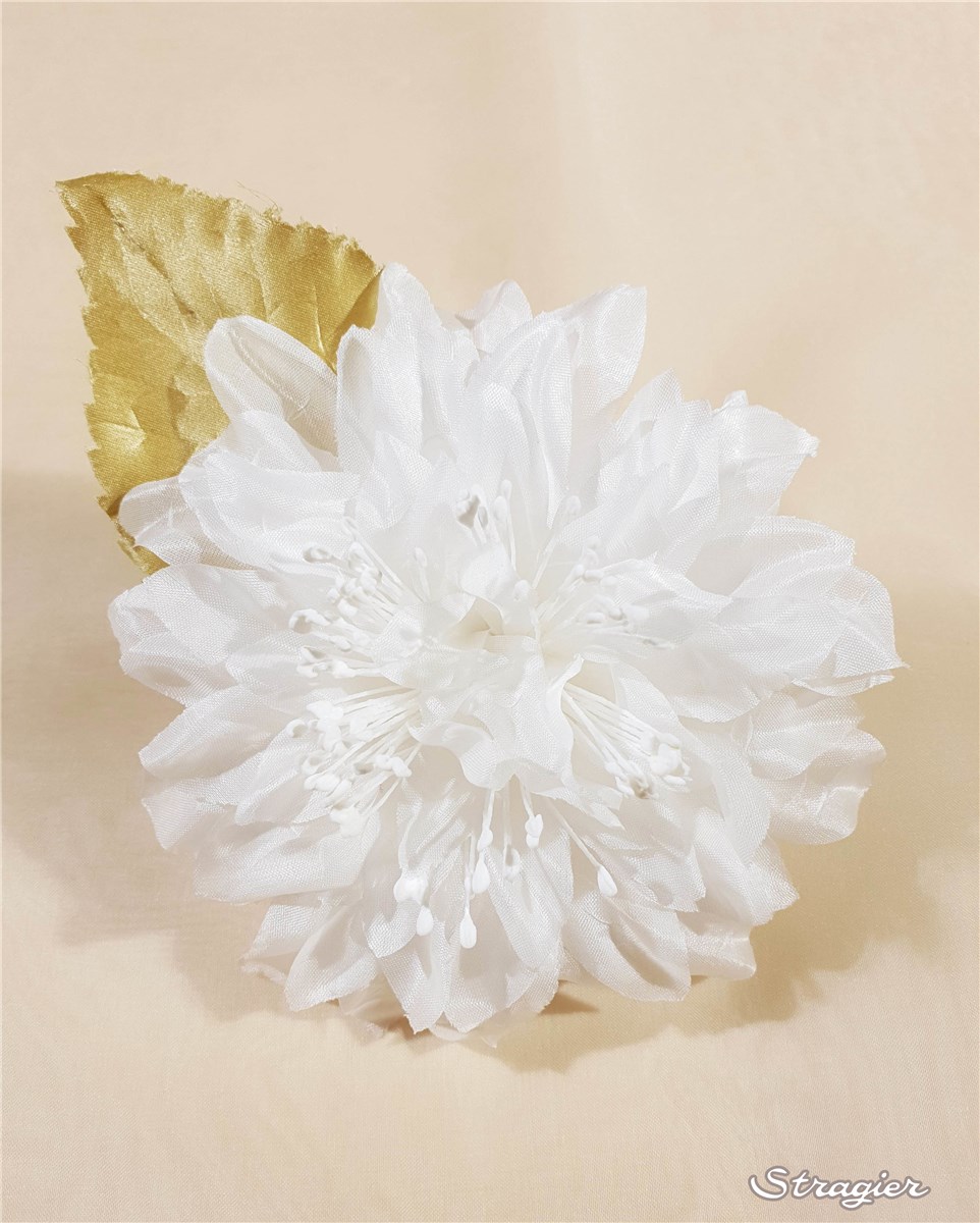 Fleur en Soie - faite main - Alpia - Blanc Doux Stragier - 10 cm
