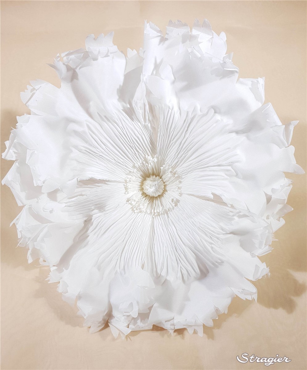 Fleur en Soie - faite main - Antoinette - Ivoire clair Stragier - 26 cm