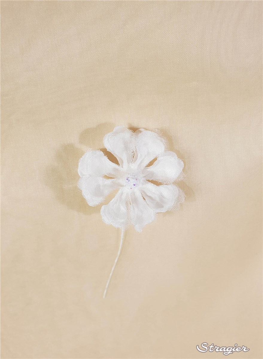 Fleur en Soie - faite main - Sophie - Ivoire clair Stragier - 3 cm