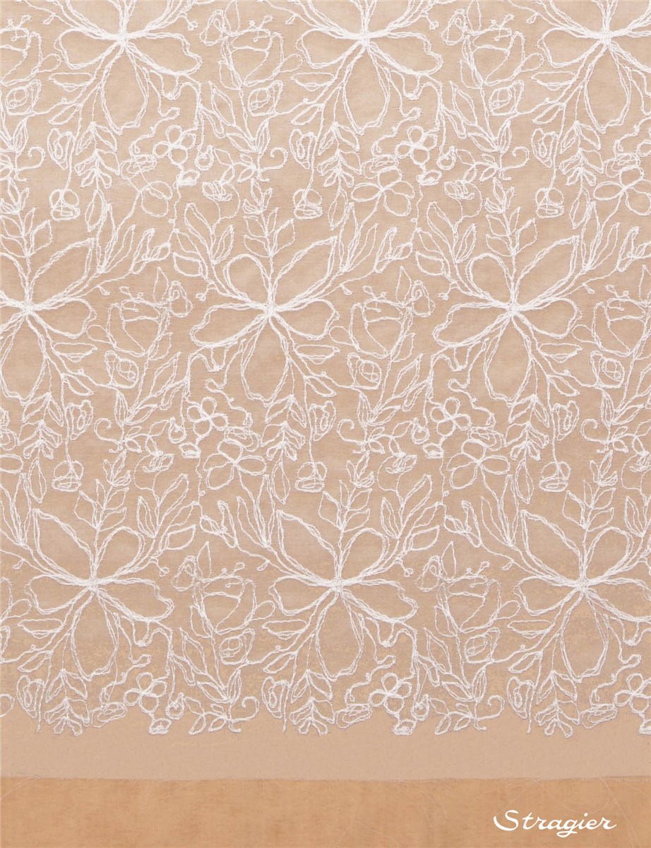 Embroidered Silk Organza - Esquisse - Stragier Pale Ivory