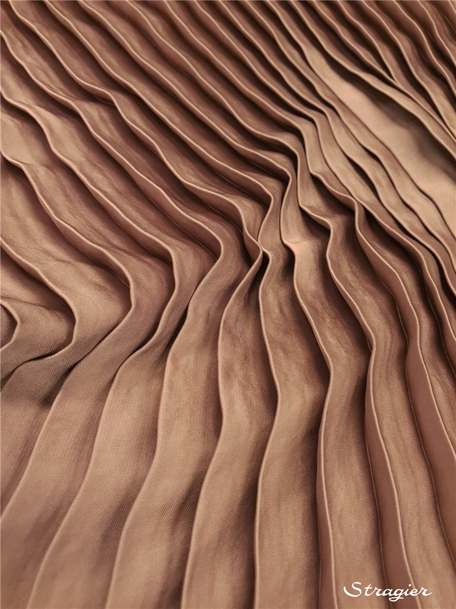 Panneau Plissé - Satin lavé - uni - Beige Nude - 140 cm