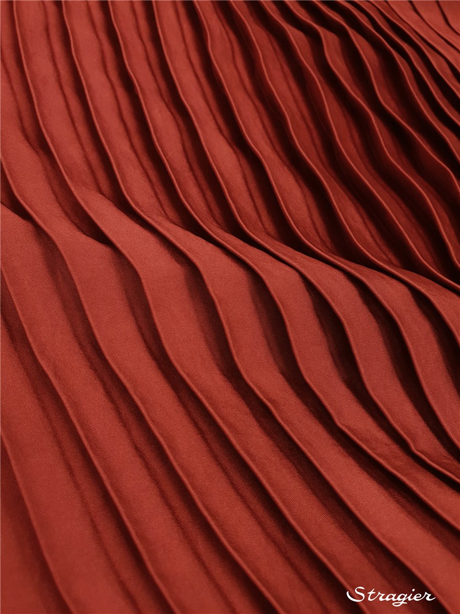 Panneau Plissé - Satin lavé - uni - Cochenille - 140 cm