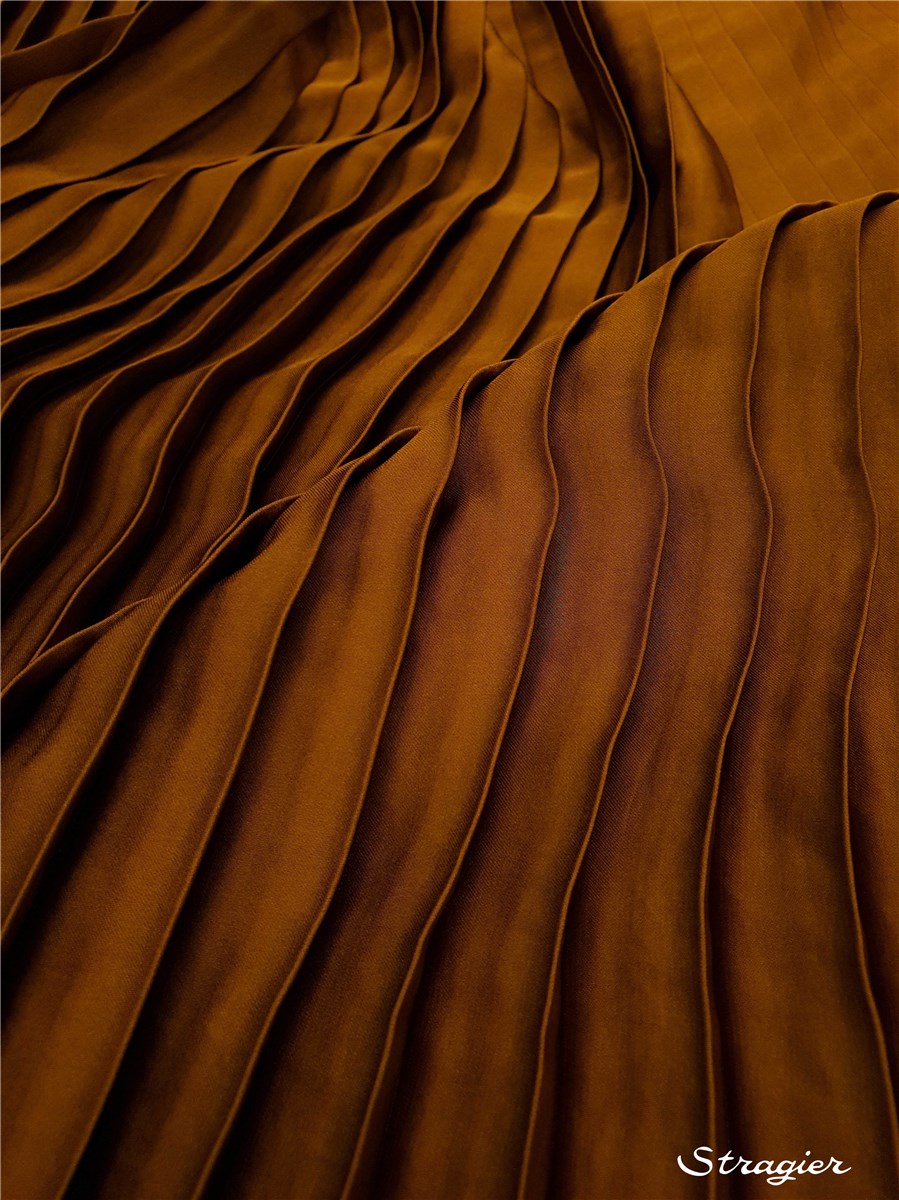 Pleated Panel - washed Satin - uni - Fauve - 140 cm