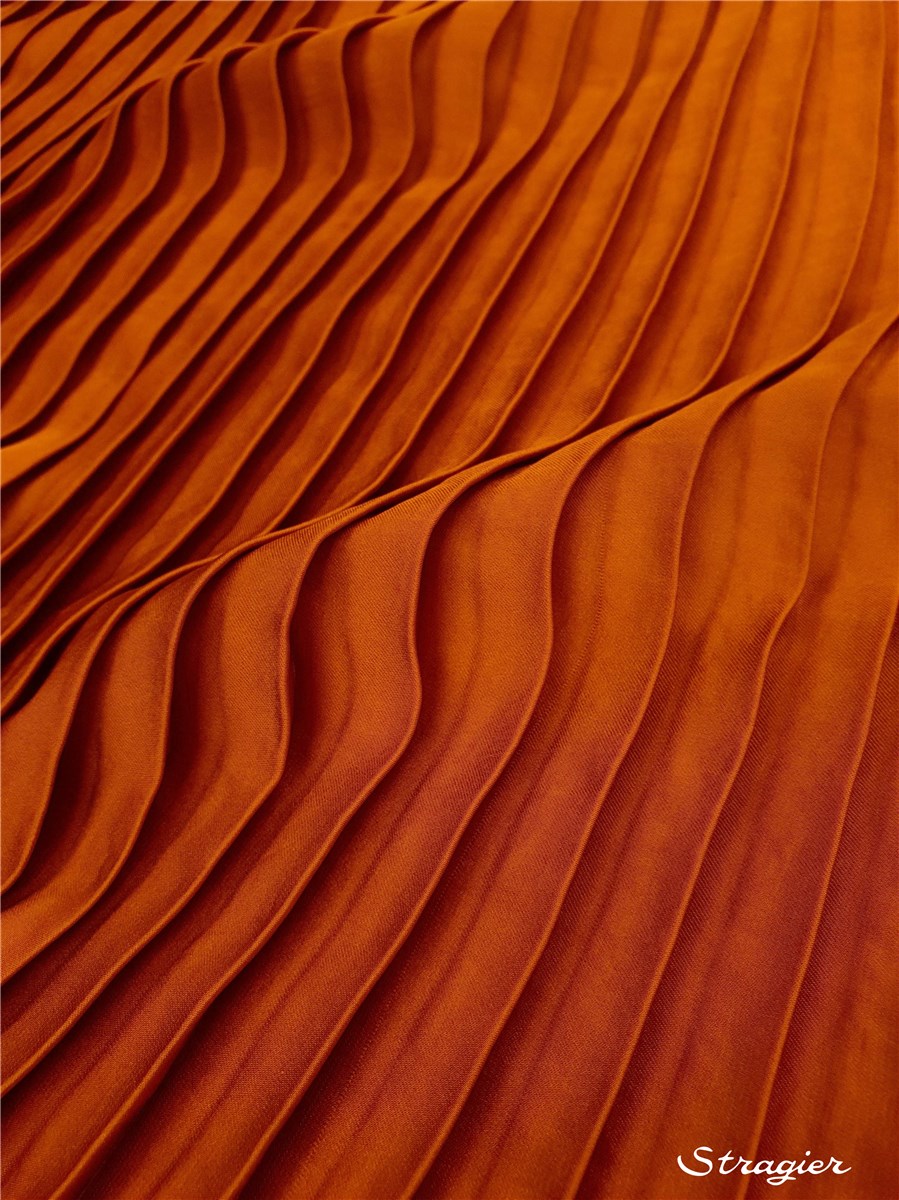 Panneau Plissé - Satin lavé - uni - Rouille - 140 cm