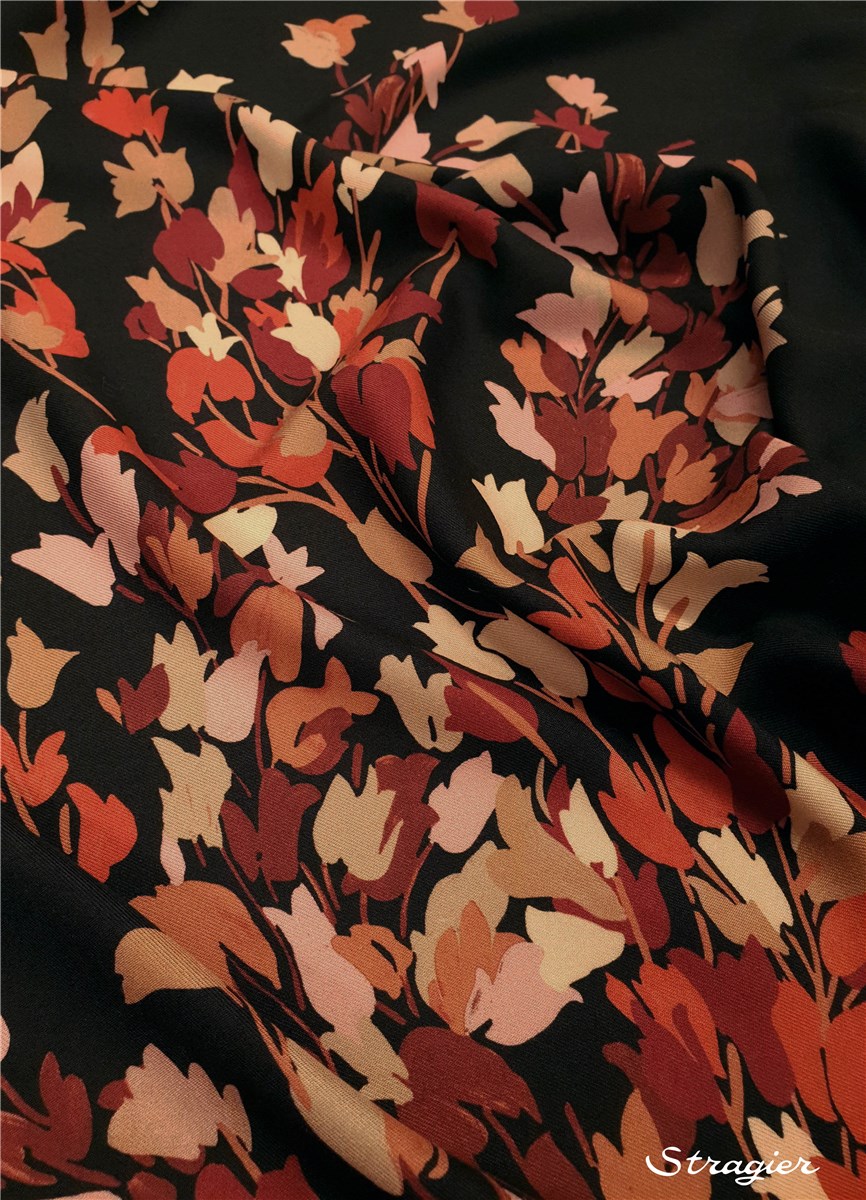 Artist Viscose Twill - Monteverdi - Sienna- Nude-Black