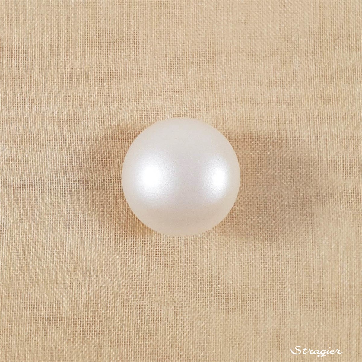 Bouton Perle - semi-sphérique - nacré - Ivoire clair - 12 mm