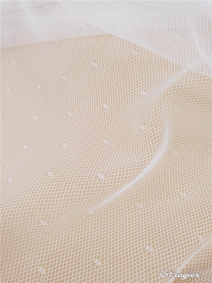 Tulle Plumetis Soft - Point d'esprit 2mm - Blanc Optique Stragier - 150 cm