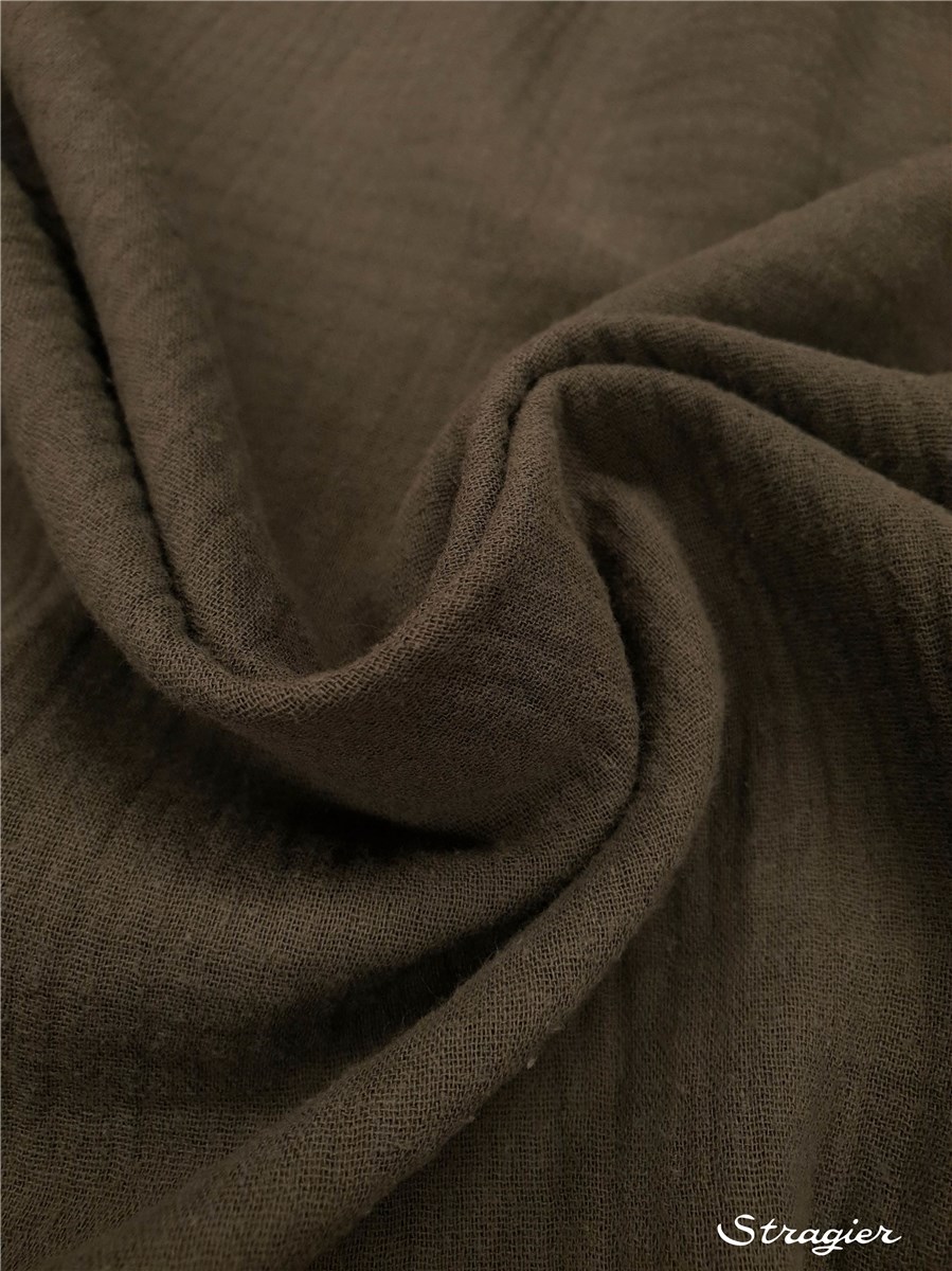 Double Gaze de Coton - Uni - Gris taupé