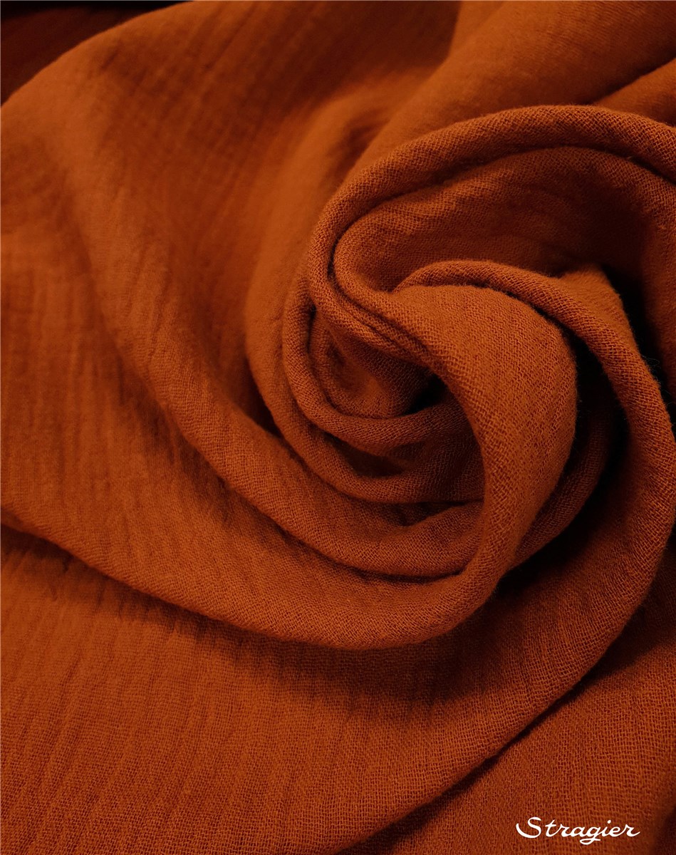 Double Gaze de Coton - Uni - Terracotta