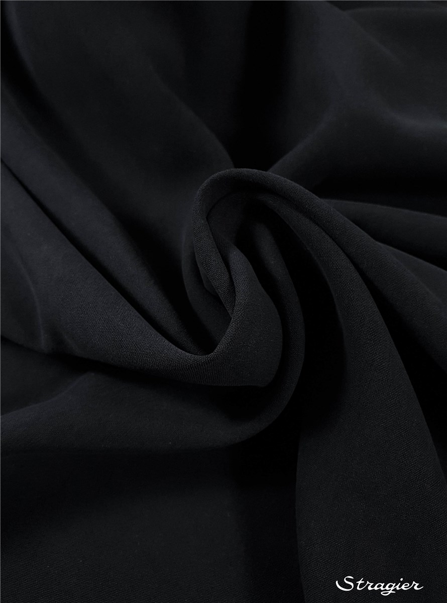 Popeline de Soie lavée - Uni - Noir 