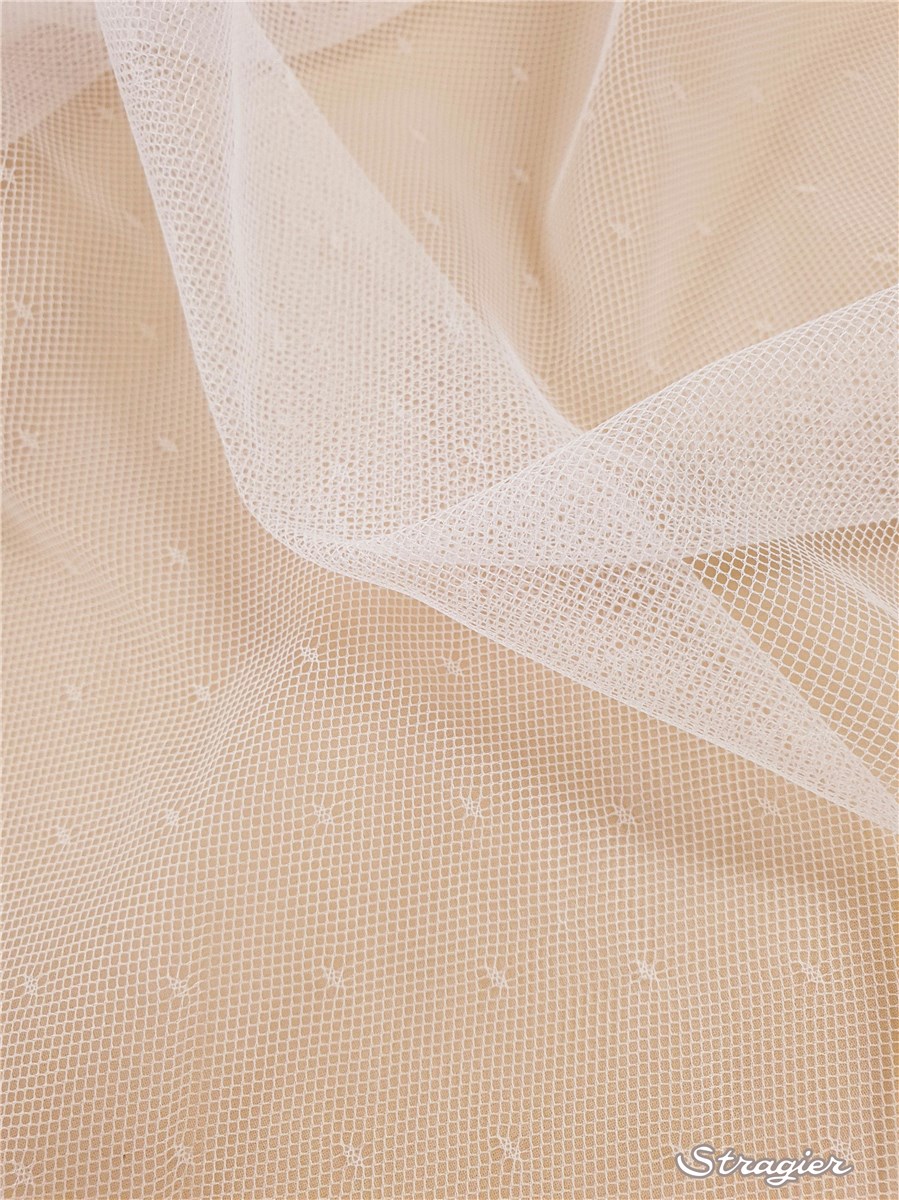 Tulle Plumetis Soft - Point d'esprit 2mm - Ivoire Stragier - 150 cm