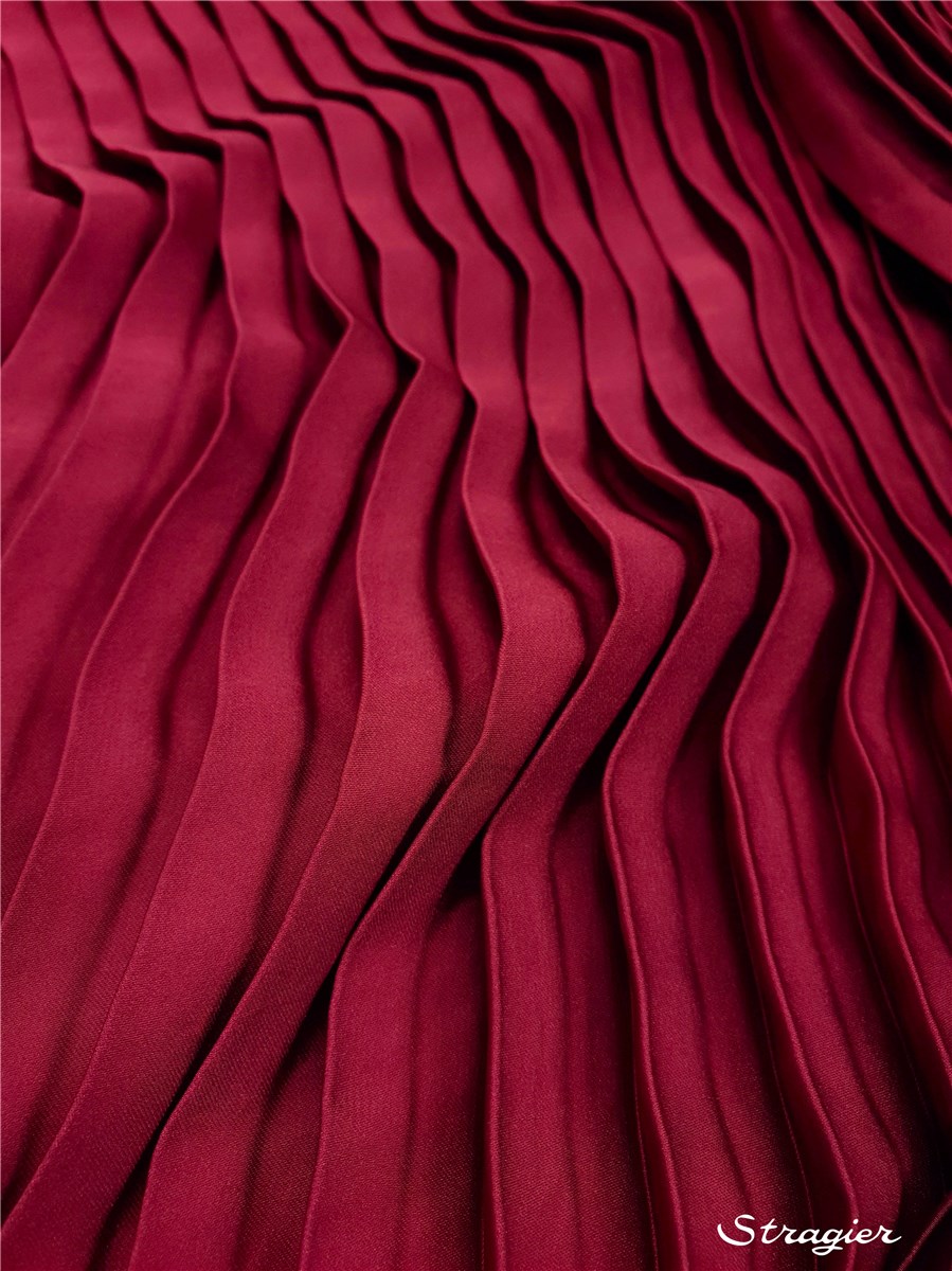 Pleated Panel - washed Satin - uni - Bougainvillée - 140 cm