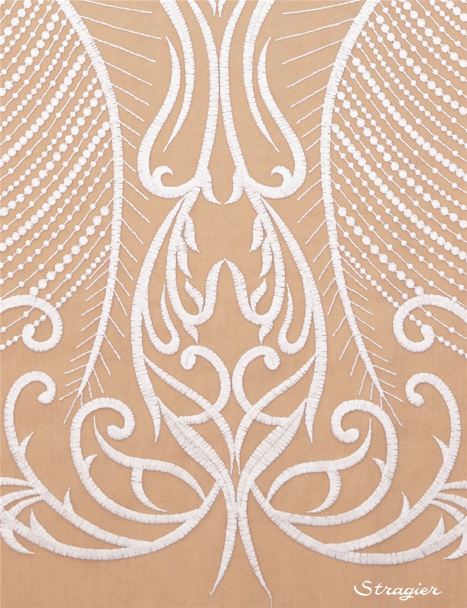 Broderie sur tulle fin - Matte - Colimelline - Porcelaine Stragier - 140 cm