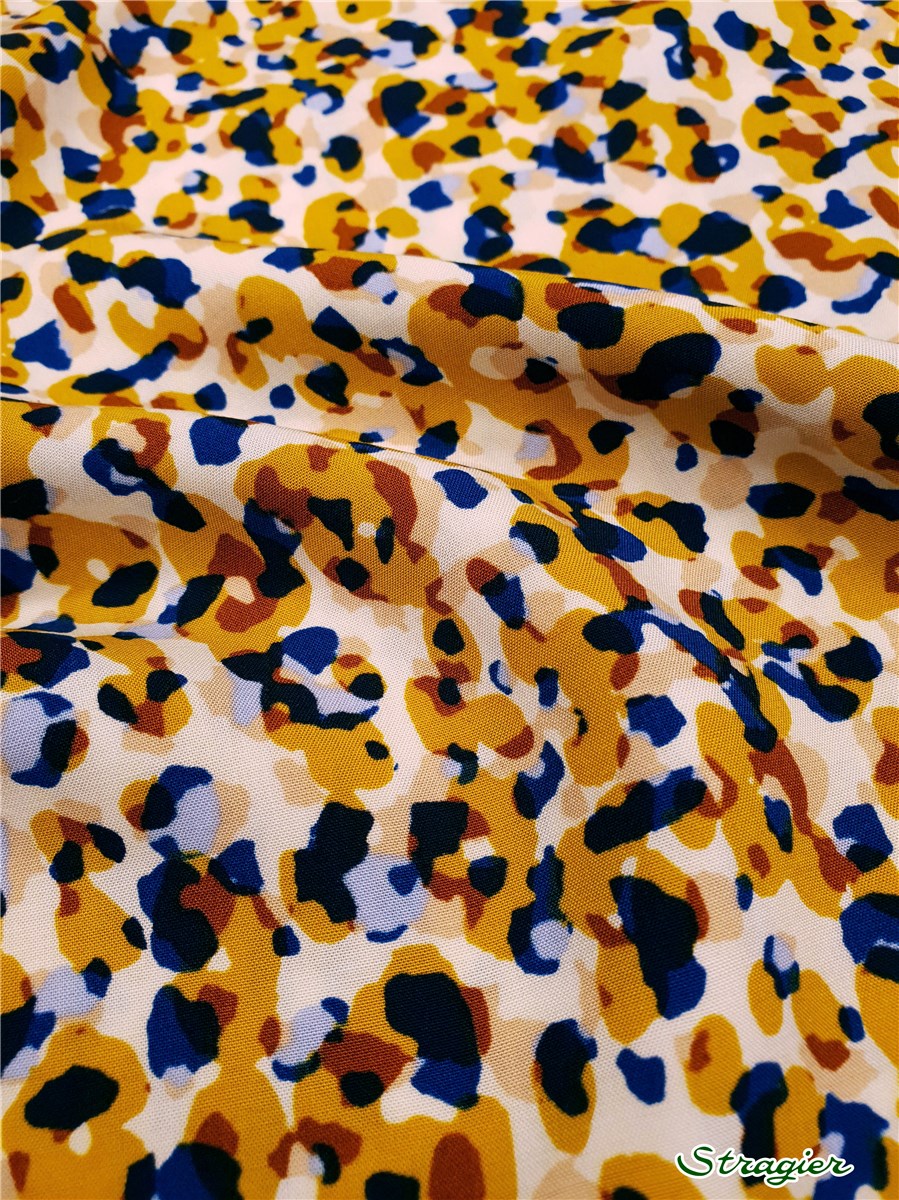 Javanaise Viscose - Leo Tuly - Moutarde-Cobalt 
