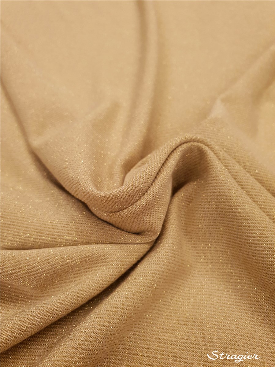 Knitted Fabric - flowing - sparkling - uni - Or