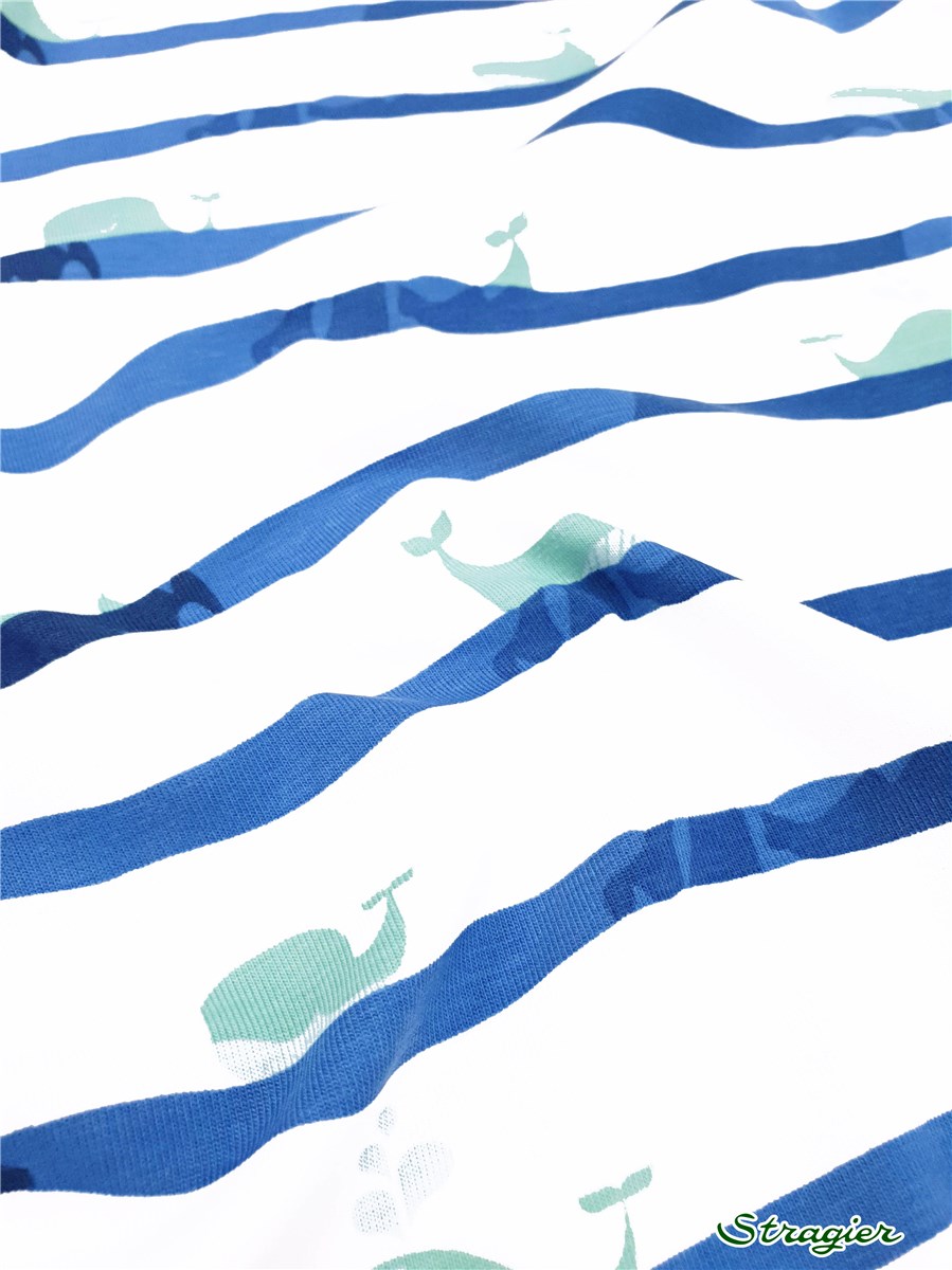 Jersey Coton stretch - Willy - Bleu-Blanc 