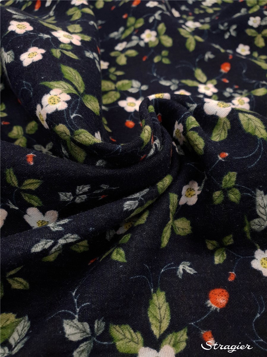 Double Gaze de Coton - Fraise des bois - Marine 