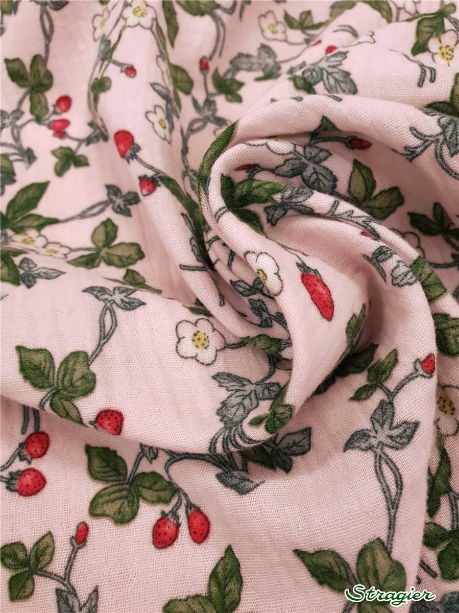 Double Cotton Gauze - Fraise des bois - Rose Perle