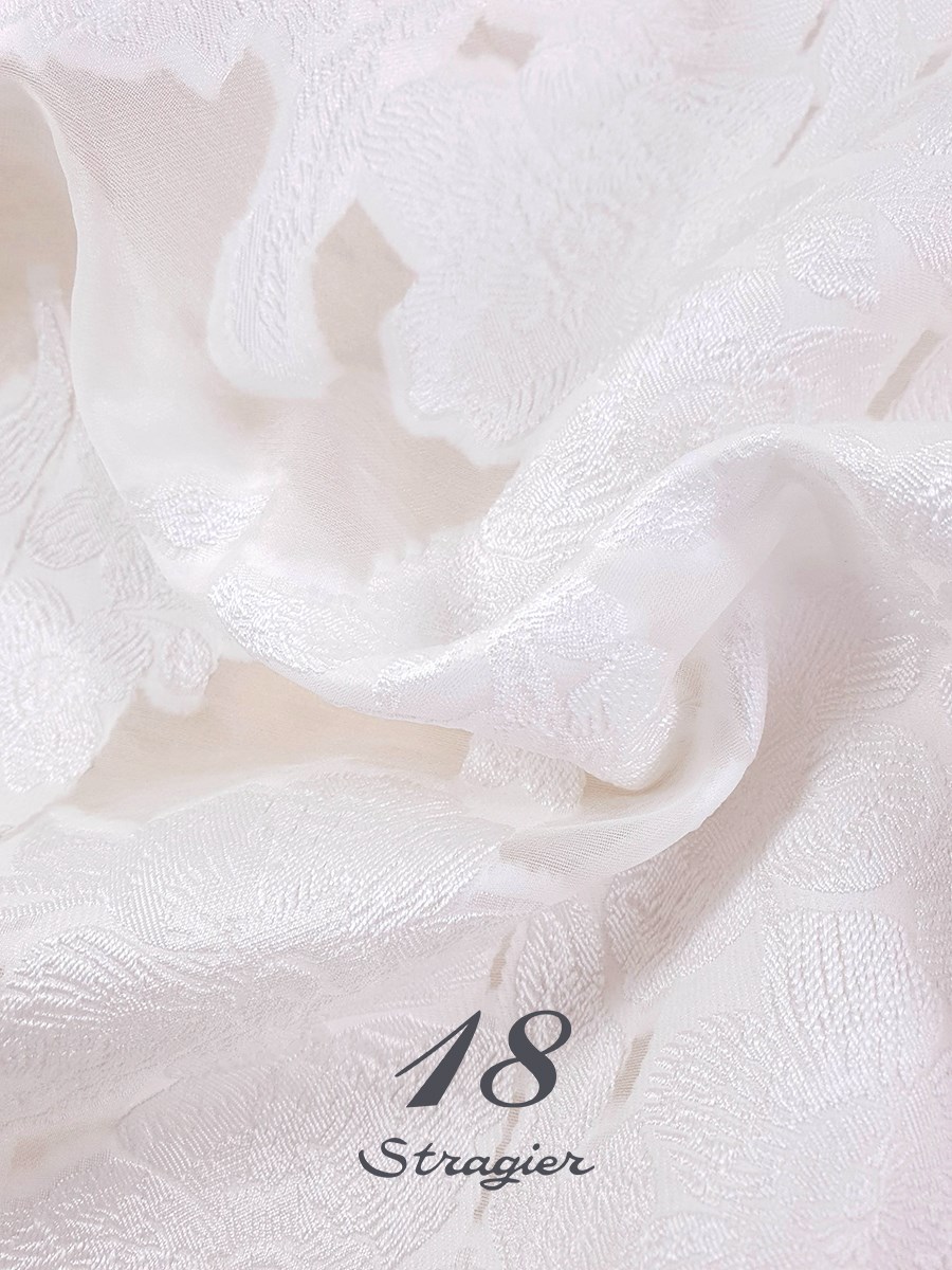 Organza Jacquard - fils coupés - Apple blossoms - Ivoire clair Stragier