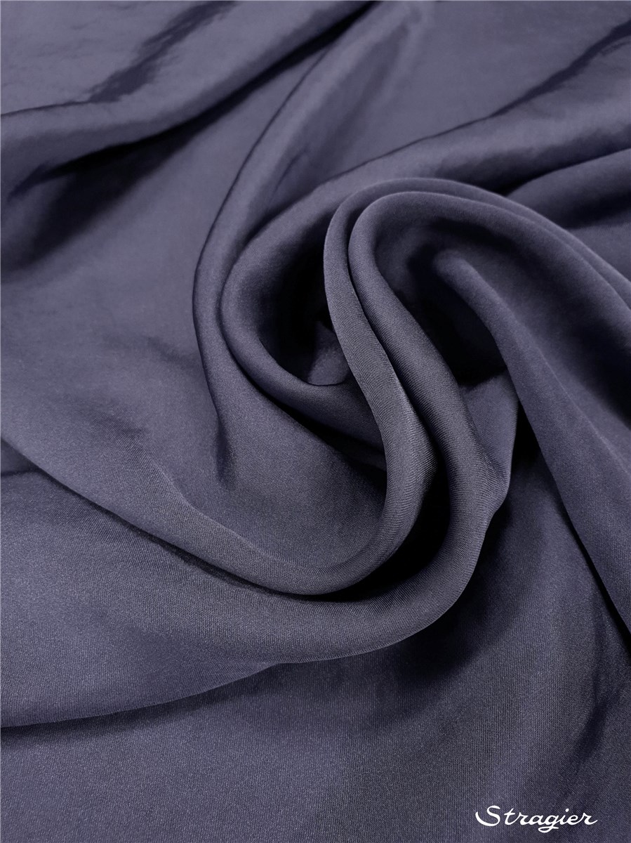 Satin Crepe washed - flowing - uni - Bleu Ardoise