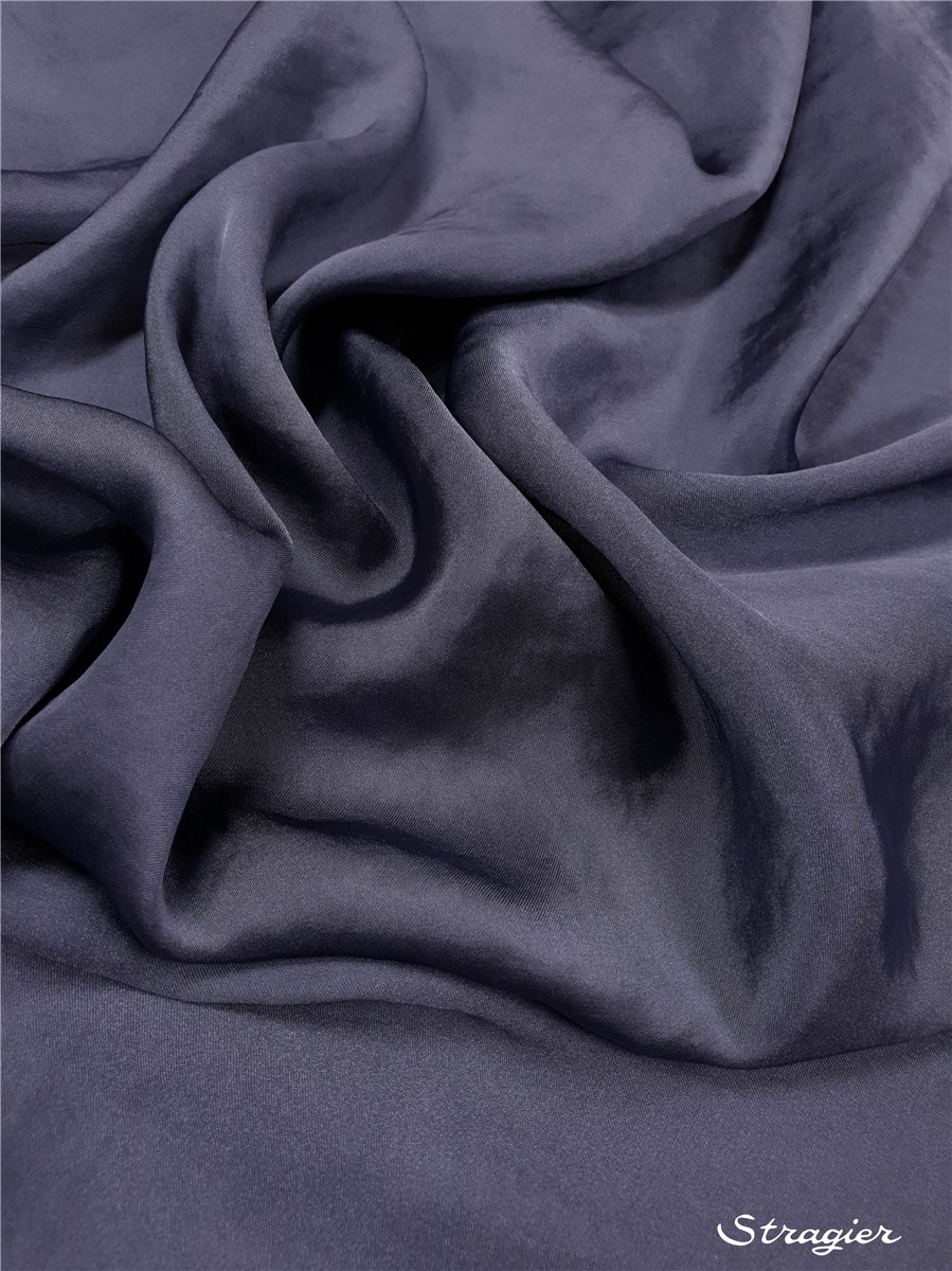 Satin Crepe washed - flowing - uni - Bleu Ardoise