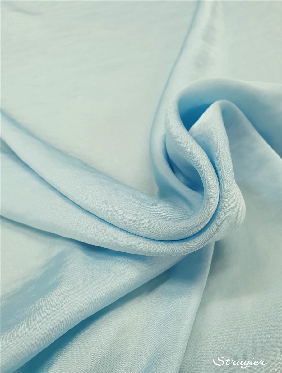 Crêpe Satin lavé - fluide - uni - Celeste