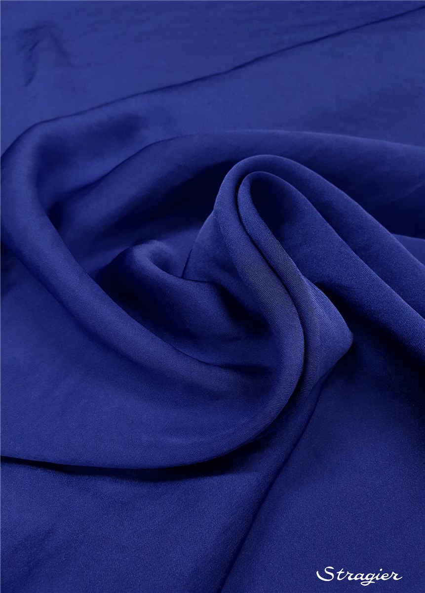 Satin Crepe washed - flowing - uni - Bleu Saphir