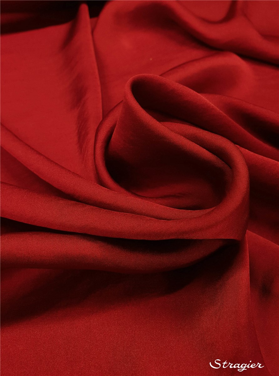 Satin Crepe washed - flowing - uni - Rouge Rubis