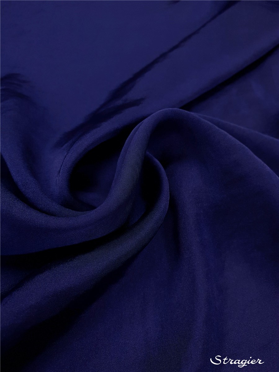 Crêpe Satin lavé - fluide - uni - Classic Blue