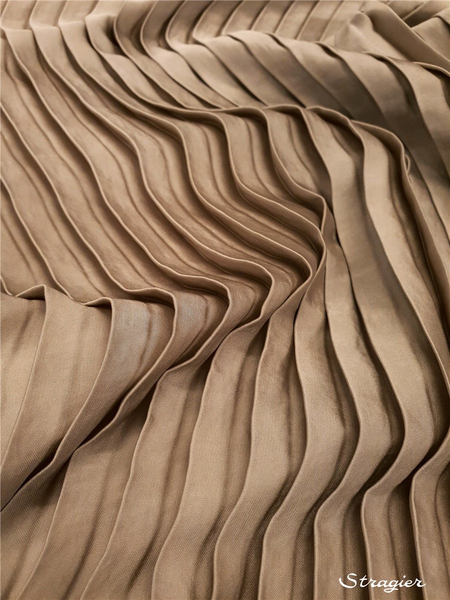 Pleated Panel - washed Satin - uni - Grège clair - 140 cm