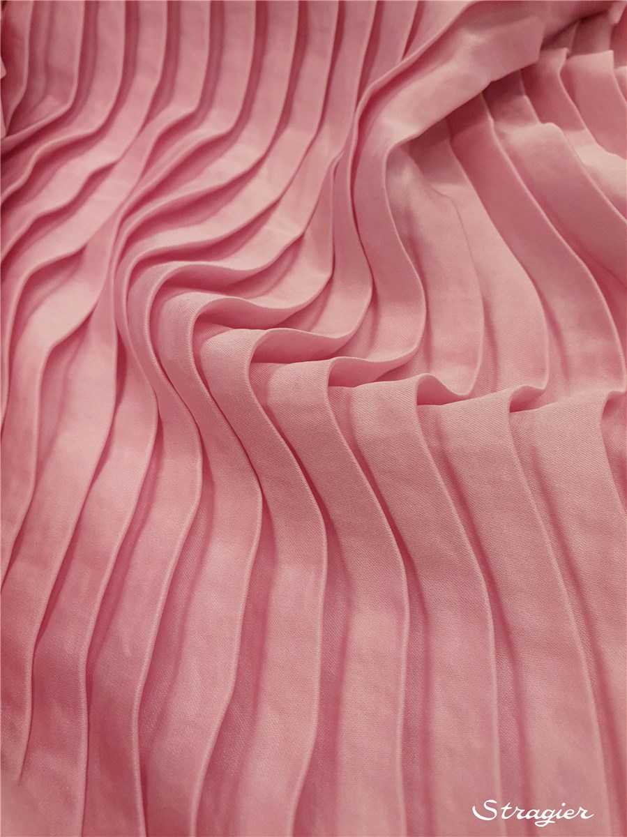 Panneau Plissé - Satin lavé - uni - Rose lilas - 140 cm