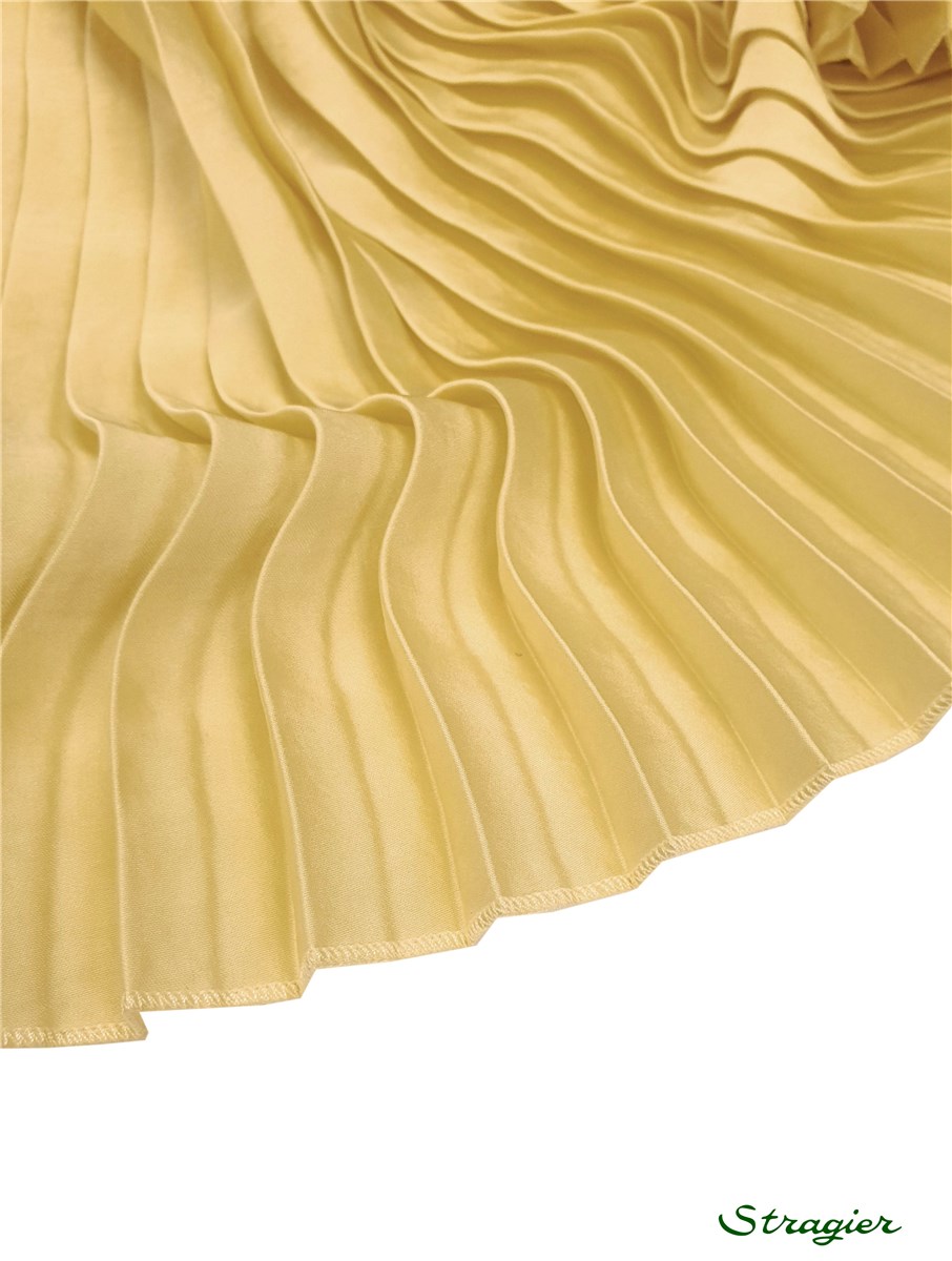 Pleated Panel - washed Satin - uni - Jaune pâle - 140 cm