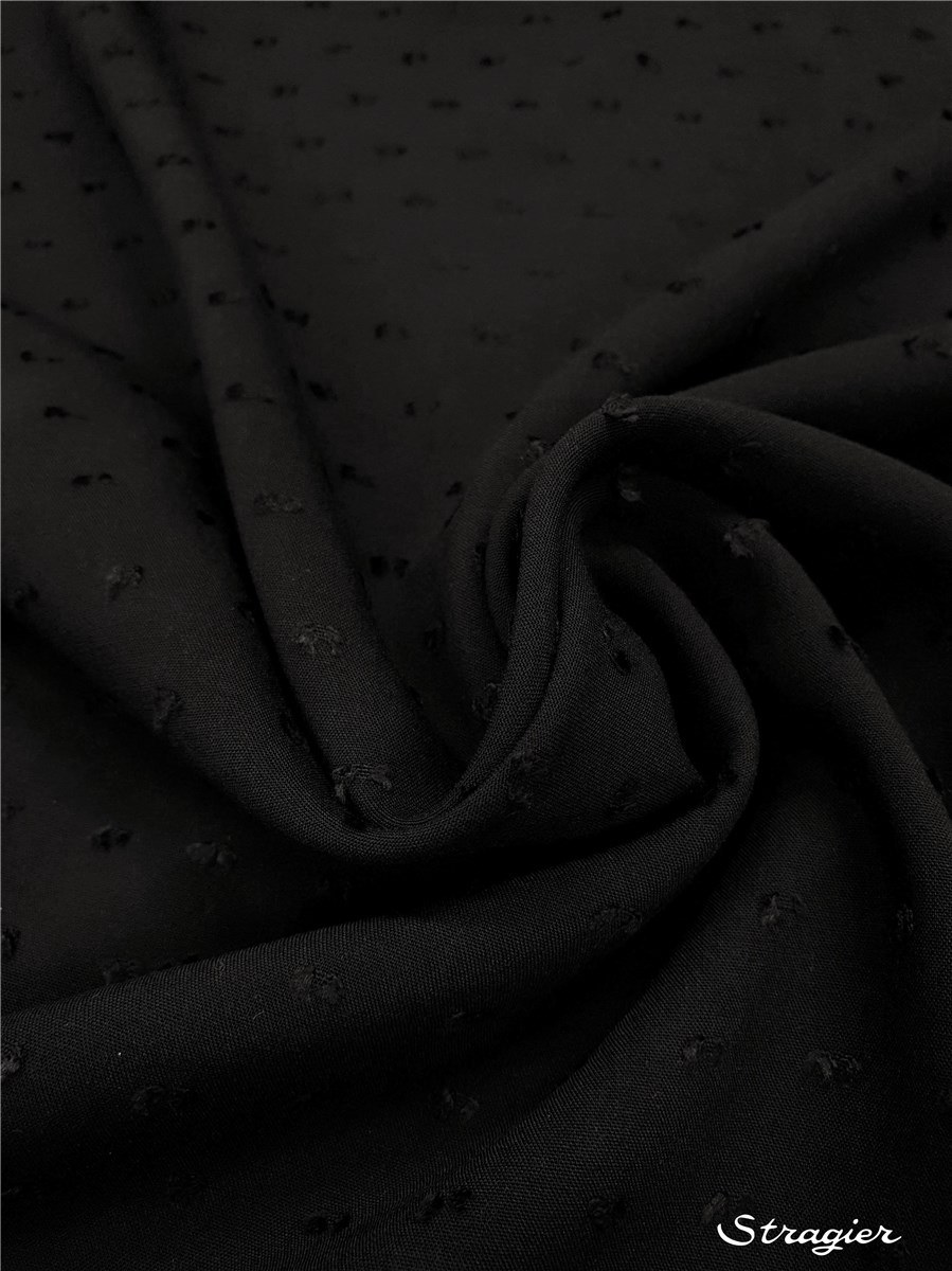 Batiste souple Plumetis - uni - Noir