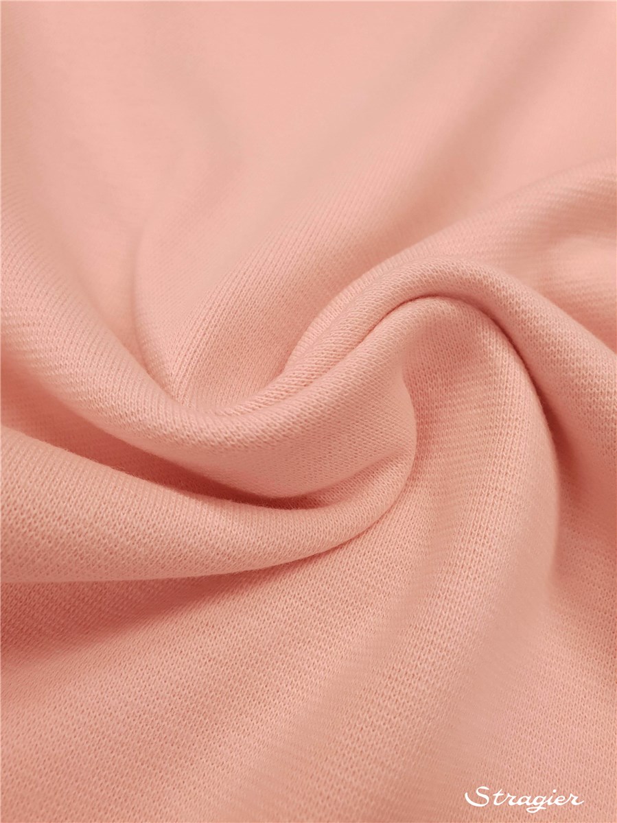 Bord Côte Coton Stretch - uni - Rose perle 